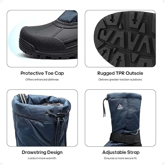 NORTIV 8 Men's Waterproof Hiking Winter Snow Boots Insulated Fur Liner Lightweight Outdoor Tall Boots