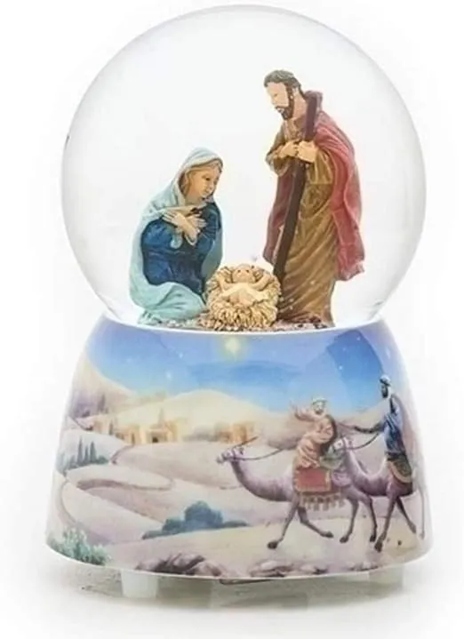 Holy Family Nativity Musical Silent Night Christmas Snow Water Globe 35131 New