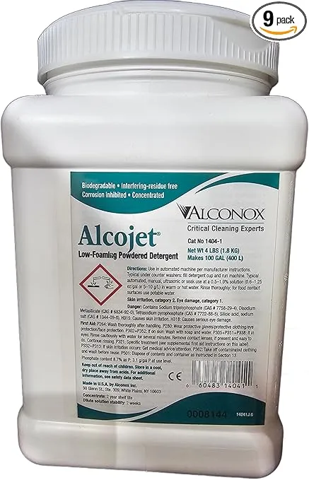 Alconox 1404 Alcojet Low Foaming Powdered Detergent, 4 lbs Box (Case of 9)