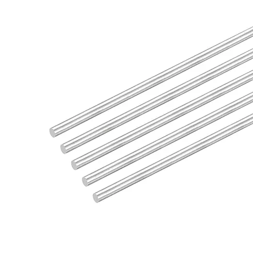 MECCANIXITY 304 Stainless Steel Round Rods, 5mm x 350mm Solid Shaft Rods for DIY Craft Model Car Helicopter Airplane, Pack of 5
