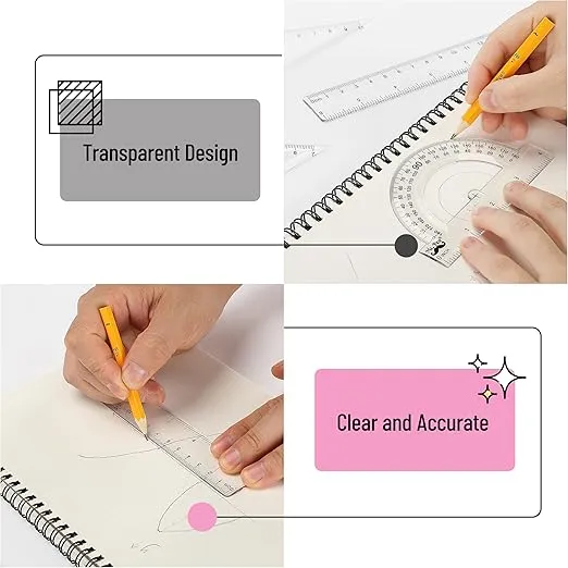 Mr. Pen- Geometry Set, 13 pcs, Compass for Geometry, Protractor Set, Geometry Kit Set with Shatterproof Storage Box, Geometry Kit, Drawing Tools, Drafting Set, Drafting Tools & Drafting Kits (Pink)
