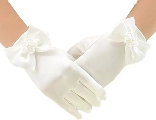 DreamHigh Wedding Flower Girl's Stretch Satin Dress Gloves