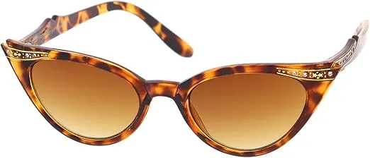 zeroUV Women's Retro Rhinestone Embellished Oval Lens Cat Eye Sunglasses 51mm