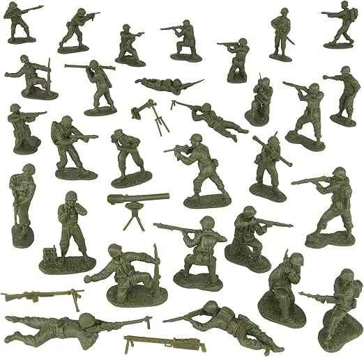 BMC CTS WW2 US Infantry Plastic Army Men - 33pc OD Green 1:32 Soldier Figures