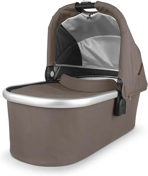 UPPAbaby Bassinet/Compatible with Vista, Cruz, Ridge, Minu Strollers/Overnight Sleep Solution/Mattress, Sheet, and Bug Shield Included/Theo (Dark Taupe/Silver Frame)