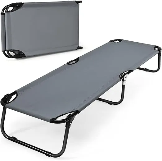 Tangkula Folding Camping Cot, Portable Camping Bed with Steel Frame, Elevated Travel Military Portable Cots Bed for Adults Kids, Indoor Outdoor Foldable Sleeping Cot for Nap, Beach, Hiking, Camping
