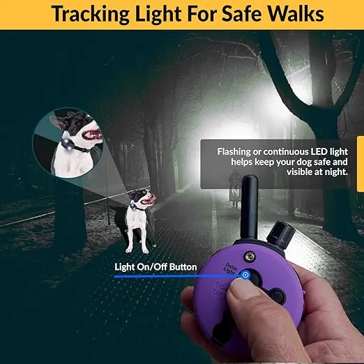Educator E-Collar Humane Dog Training Collar with Remote, 100 Safe Tapping Stimulation Levels, Night Light, Waterproof, Rechargeable, 1/3 Mile 2 Small Dogs, Purple