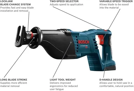 BOSCH CRS180B 18V 1-1/8 In. D-Handle Reciprocating Saw (Bare Tool)
