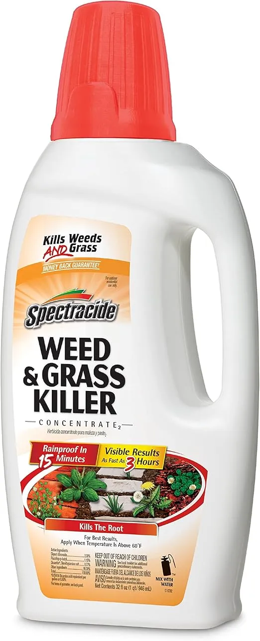 Spectracide Weed & Grass Killer Concentrate 2, Use On Driveways, Walkways and Around Trees and Flower Beds, 32 fl Ounce