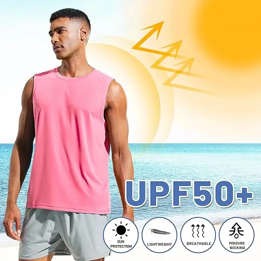 MIER Men's Workout Tank Tops UPF 50+ Swim Shirts Quick Dry Running Sleeveless UV Protection Muscle Tees