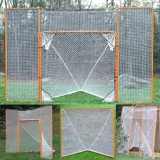 EZGoal Lacrosse Folding Goal with Backstop and Targets, Orange, 6' x 6'
