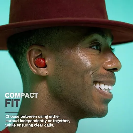 JLab Go Air Pop True Wireless Bluetooth Earbuds & Charging Case - Rose Red, Dual Connect, IPX4 Sweat Resistance, Bluetooth 5 Connection, 3 EQ Sound Settings Signature, Balanced, Bass Boost