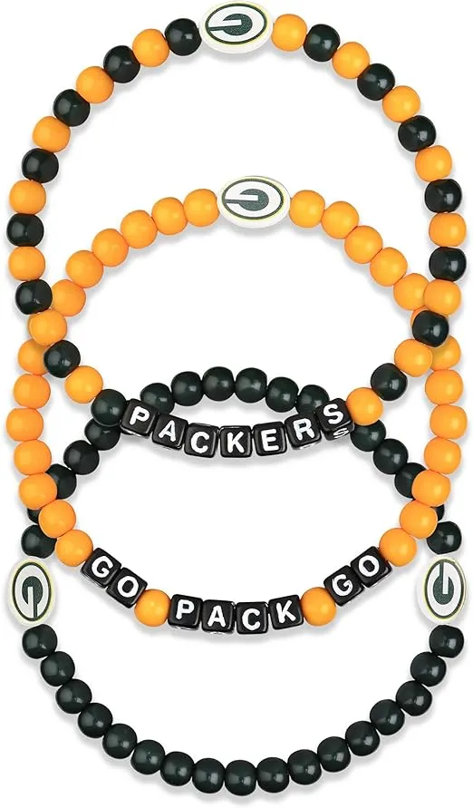 FOCO NFL unisex-adult NFL Team Logo Officially Licensed 3-Pack Beaded Friendship Bracelets