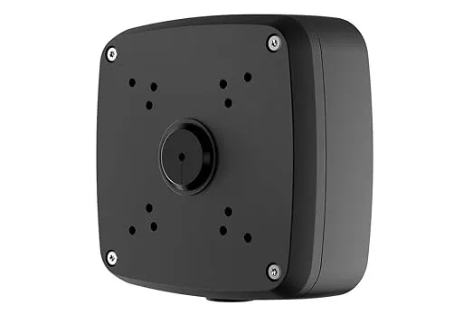 Lorex Square Outdoor Junction Box for 4-Screw Base Security Cameras - 4 Hole Square - Durable, Weatherproof Design - Easy Installsation - Black [Four Screw Base Cameras ONLY]