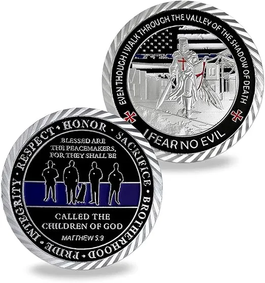 Thin Blue Line Lives Matter Police Officer Law Enforcement 3D Challenge Coin