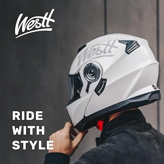 Westt Motorcycle Modular Helmets - Full Face Motorcycle Helmet with Flip up Dual Visor, DOT Approved Open Face Modular Helmets for Adults Motorcycle, Men Women Helmet for Motorbike Street Bikes ATV