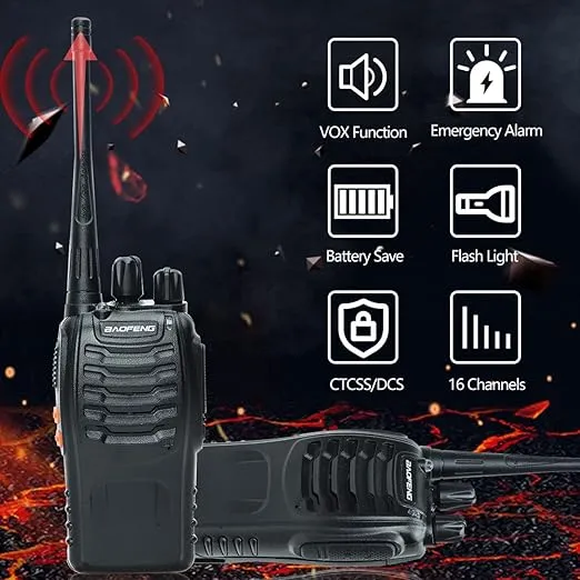 BAOFENG Walkie Talkies Long Range for Adults 2 Way radios with Programming Cable and Earpieces Walky Talky Rechargeable Handheld Two Radios Flashlight Li-ion Battery USB Charger(4 Pack)