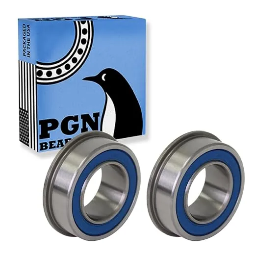 (2 Pack) PGN 3/4" x 1-3/8" Flanged Ball Bearing - Replacement for Lawnmower, Carts & Hand Trucks Wheels, and Wheelbarrows - Chrome Steel - Lubricated