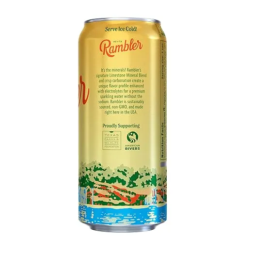 AUTX RAMBLER Satsuma Sparkling Water, Limestone Mineral Blend, Satsuma Flavor, 16oz Tallboys, 12-Pack
