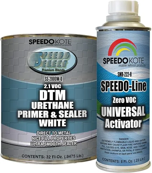 Speedokote DTM 2.1 voc White Urethane Primer Sealer quart kit 4:1 mix, SS-2000W-Q/SMR-222-8