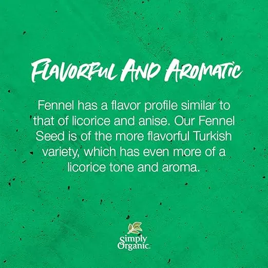 Simply Organic Fennel Seed, Certified Organic | 1.9 oz | Foeniculum vulgare Mill.