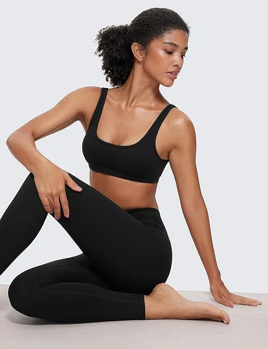 CRZ YOGA Butterluxe Mini Bra for Women - Scoop Neck Low Impact Wireless Sports Bra Yoga Cami Padded Workout Bra