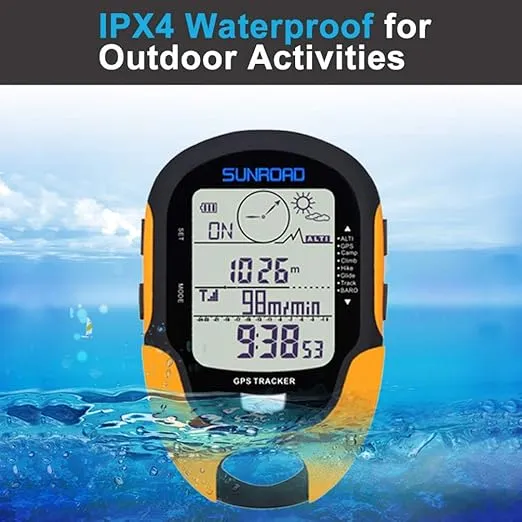 SUNROAD GPS Tracker Barometer Altimeter Compass Weather Forecast Thermometer Barometric Pressure Tester GPS Route Tracking Multifunctional Meter