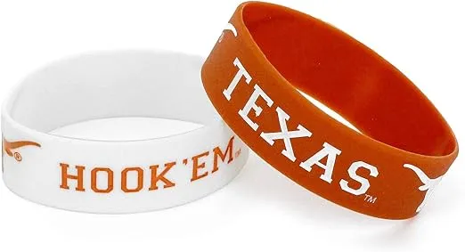 aminco NCAA Texas Longhorns Wide Bracelet, 2-Pack