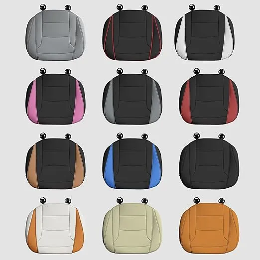FH Group Car Seat Cushion – Durable PU Leather Car Seat Cushions, 2 Piece Front Set Car Seat Cushion, Bottom Seat Protector, Water Resistant Car Seat Cover for Sedan, Truck, SUV Black