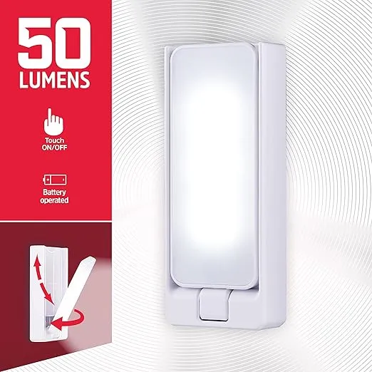 Energizer Swivel LED Touch Light, Battery Operated, 35 Lumens, Wireless LED Closet Light, Ideal for Under Cabinet, Closet, Hallway, Work Bench, Washroom, Pantry and Laundry Room, White, 38362