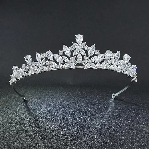 Cubic Zirconia CZ Wedding Bride Crown Tiara Headband Hair Jewelry Accessories HG0056