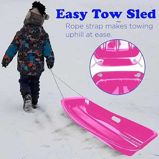 Slippery Racer Downhill Sprinter Flexible Kids Toddler Plastic Cold-Resistant Toboggan Snow Sled with Pull Rope and Handles -35 Inch