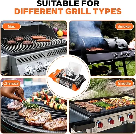 Q-Swiper Grill Cleaning Wipes - 40 Count. Bristle Free and Wire Free Grill Cleaner. Safe Way to Remove Grill Grease and Grime for a Healthy Grill. Use with Q-Swiper Grill Brush (Sold Separately)