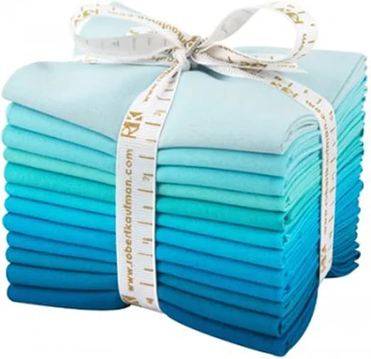 Robert Kaufman FQ-920-12 12 Piece Fat Quarter Bundle Kona Cotton Pool Party Palette , Blue