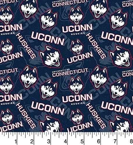 University of Connecticut Cotton Fabric with New Tone ON Tone Design Newest Pattern-UCONN Cotton Fabric