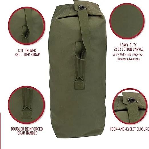 Rothco Heavyweight Top Load Canvas Duffle Bag - Rugged, Reliable, Ready for Your Adventures - 21" x 36" - Olive Drab