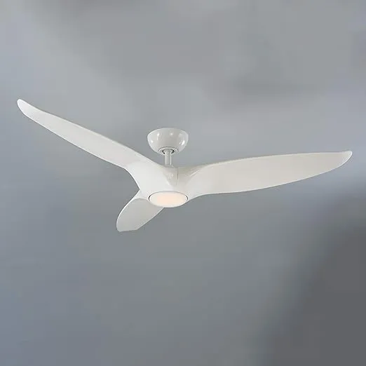 Morpheus III Smart Indoor and Outdoor 3-Blade Ceiling Fan 60in Gloss White with 3000K LED Light Kit and Remote Control works with Alexa, Google Assistant, Samsung Things, and iOS or Android App