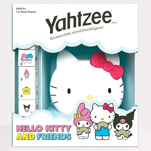 USAopoly YAHTZEE: Hello Kitty and Friends, Collectible Head Dice Cup, Classic Family Dice Game, Officially Licensed Sanrio Game & Merchandise