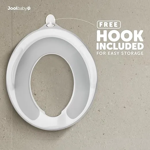 Jool Baby Potty Training Seat for Boys and Girls With Handles, Fits Round & Oval Toilets, Non-Slip with Splash Guard, Includes Free Storage Hook (Gray)
