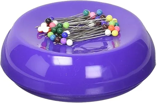 Grabbit Magnetic Sewing Pincushion with 50 Plastic Head Pins, Purple