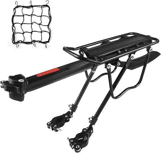 Dirza Bike Cargo Rack Bike Rear Rack with Fender - Full Quick Release - Adjustable - Bicycle Carrier Rack Bike Luggage Rack for Back of Bike Aluminum Alloy 115 lbs Capacity Black
