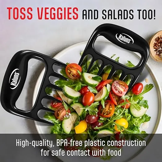 Kaluns Meat Claws, Best Meat and Pulled Pork Shredder - Easily Lift, Handle, Pull, Cut, and Shred Meat - Ultra-Sharp Plastic Blades - Heat Resistant, BPA free, Dishwasher Safe (Black)