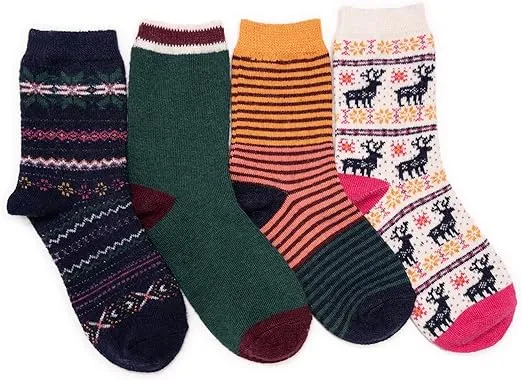 MUK LUKS Women's Holiday 4 Pair Pack Socks