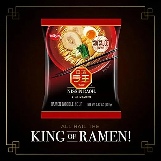 Nissin RAOH Ramen Noodle Soup, Soy Sauce, 3.77 Ounce (Pack of 6)