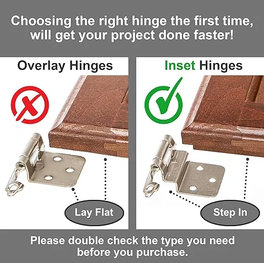 DecoBasics 3/8" Inset Cabinet Hinges Brushed Nickel (1 Pair -2 Pcs) Offset Self Closing Cabinet Hinges for Kitchen Cabinets Satin Nickel w/Silicon Bumpers & Upgraded Screws