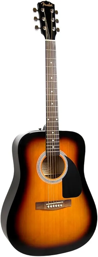 Fender Dreadnought Acoustic Guitar - Sunburst Bundle with Gig Bag, Tuner, Strings, Strap, and Picks