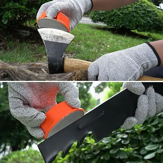 SHARPAL 216N Dual-Grit Multi-Purpose Diamond Sharpening Stone Knife Tool Sharpener for Lawn Mower Blade Axe Hatchet Machete Lopper Shear Chisels and All Blade Edge