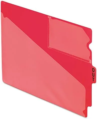 Pendaflex 13541 End Tab Vinyl Outguides w/Center Tab Printed Out, Letter Size, Red, 50/box