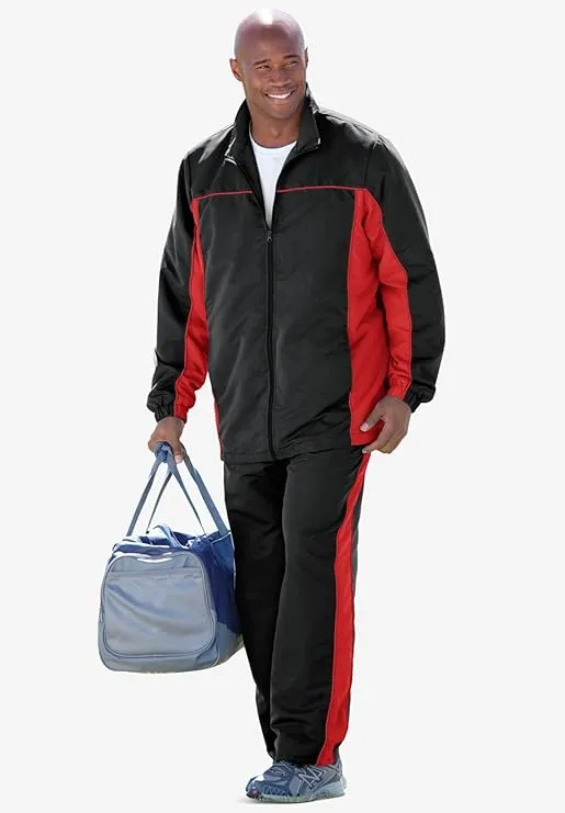 KingSize Men's Big & Tall Long Sleeve Colorblock Tracksuit