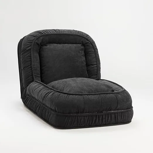 Foldable Lazy Sofa Bed Floor Chair - Adjustable Human Dog Bed for Adults Kids Floor Seats - Cozy Small Couch for Home Living Room(Black)